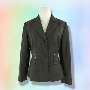 Tahari ASL Wool Blend Brown Blazer Jacket Women's Size‎ Petite 6